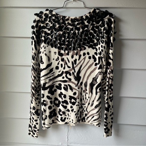 Boston Proper Zebra Leopard Print Zip-Up Cardigan - Picture 7 of 8